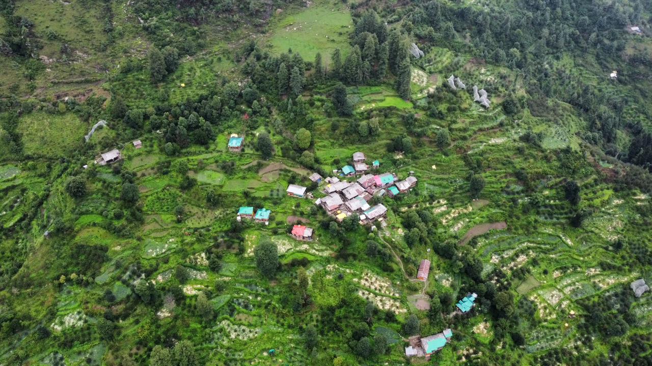 Aerial view of Himalayan village